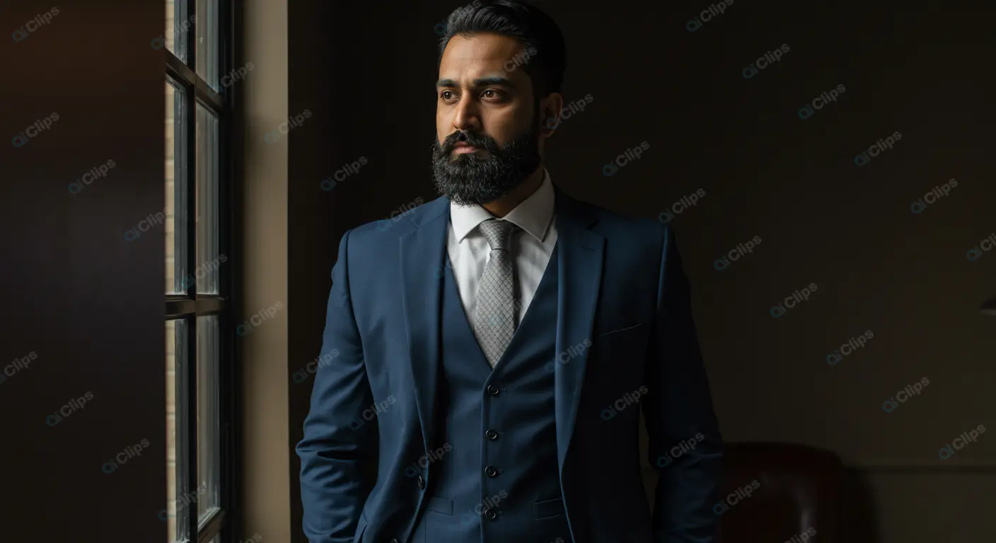 Sophisticated Businessman in Blue Suit