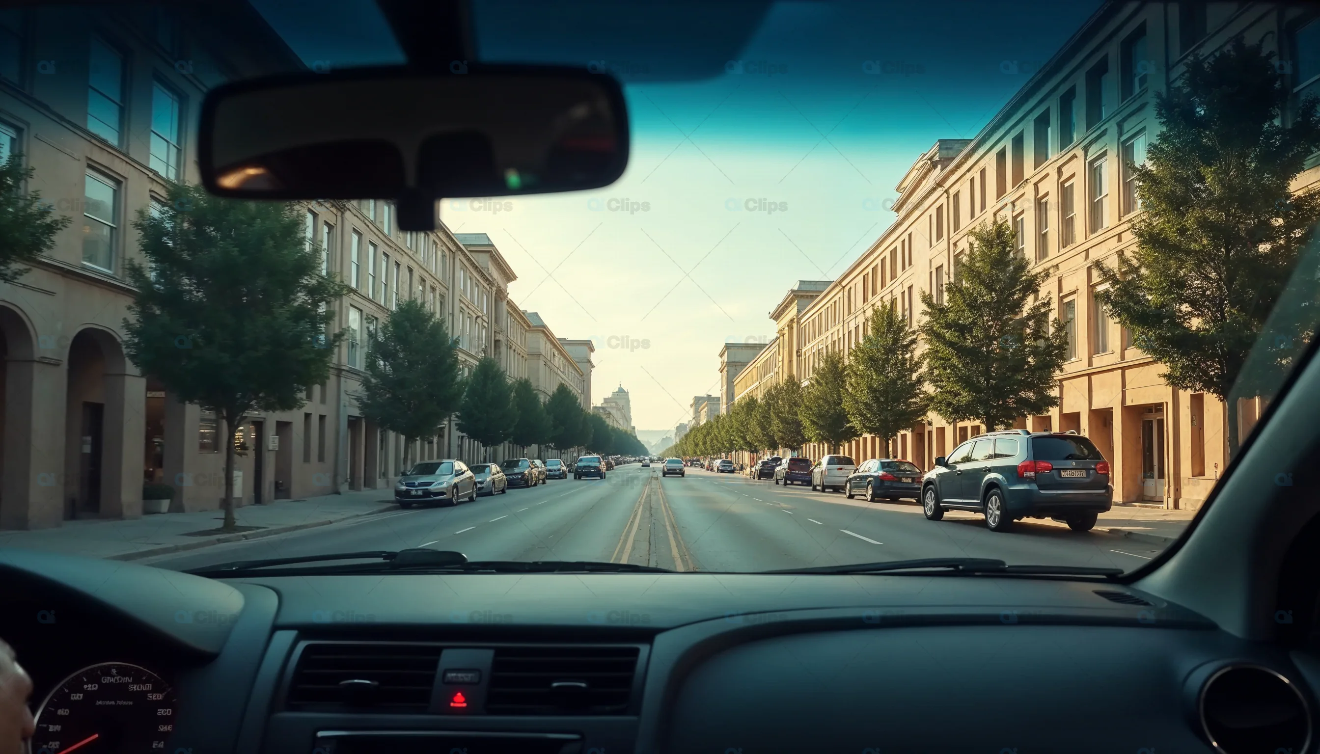 City Street View from Car