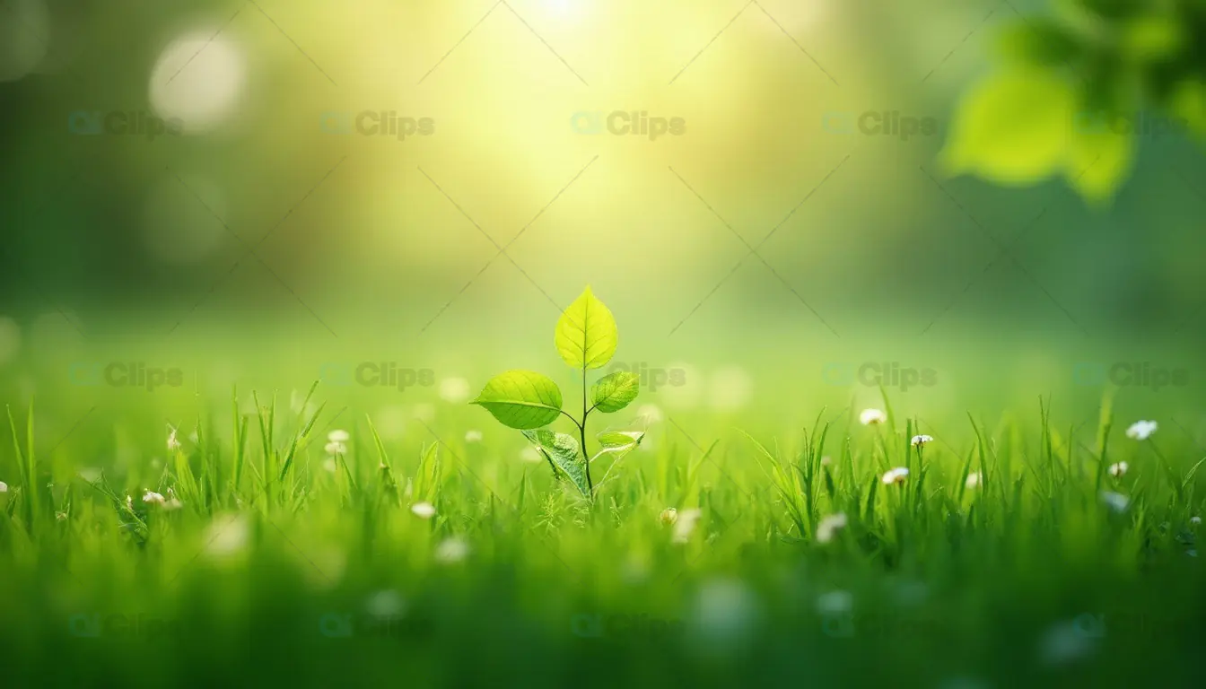 Young Plant Growing in Grass
