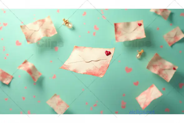 Floating Romantic Envelopes with Heart Seals