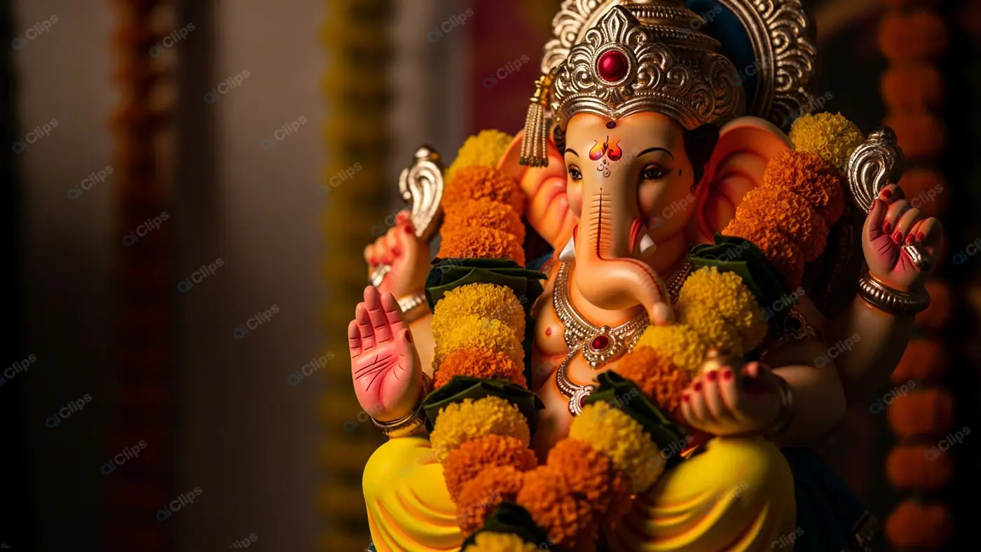 Resplendent Ganesha Festooned with Marigolds