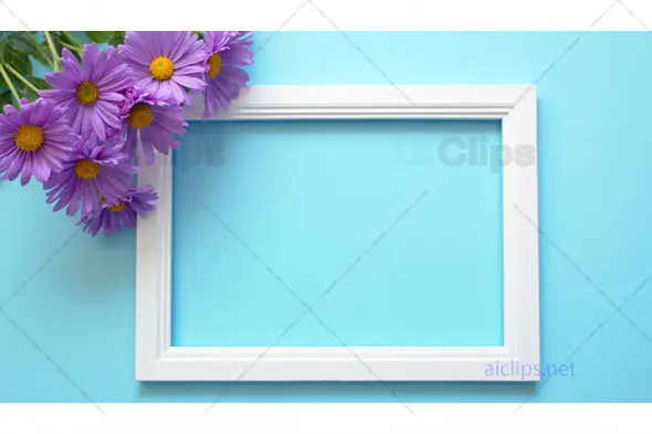 Purple Flowers with Horizontal White Frame