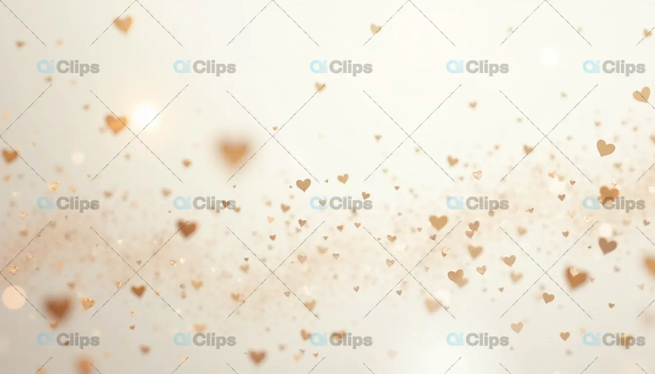Glowing Gold Hearts Floating in Soft Light