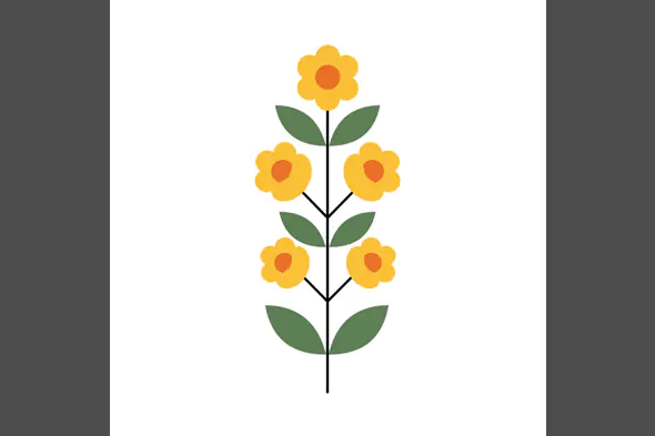 Symmetrical Floral Stem Vector