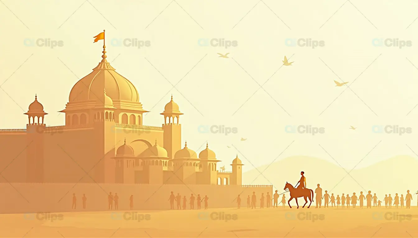 Golden Sunset over Historical Indian Fort
