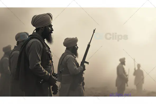 Sikh Soldiers in Historic Battlefield Setting