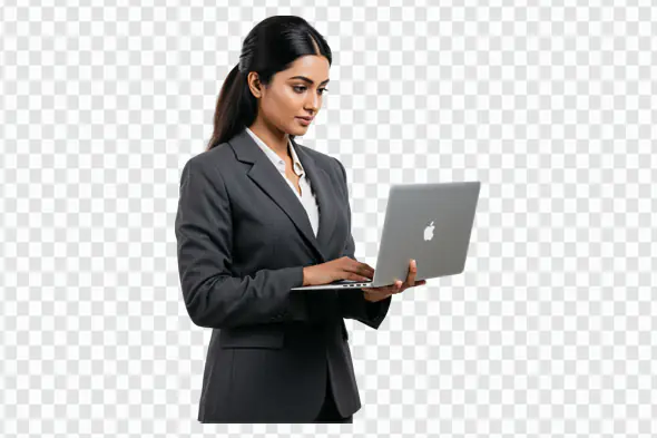Professional Indian Businesswoman Using Laptop PNG Clipart