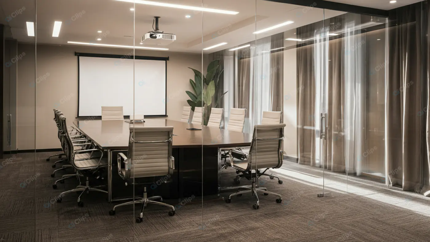 Modern Conference Room with Glass Walls