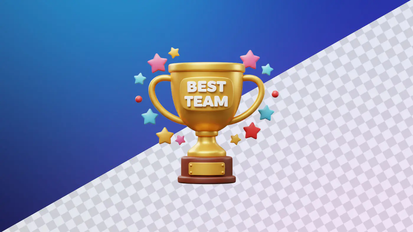 Golden trophy best team colorful stars award