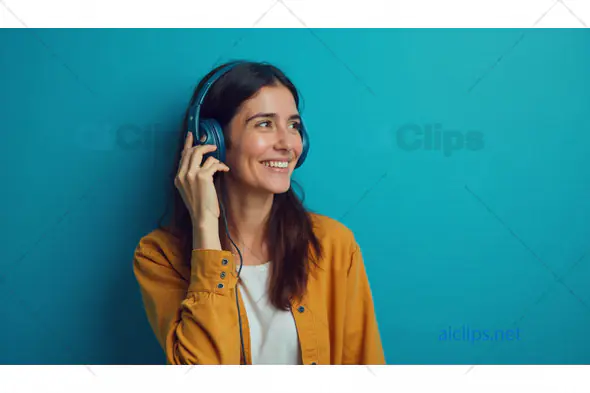 Smiling Woman with Headphones