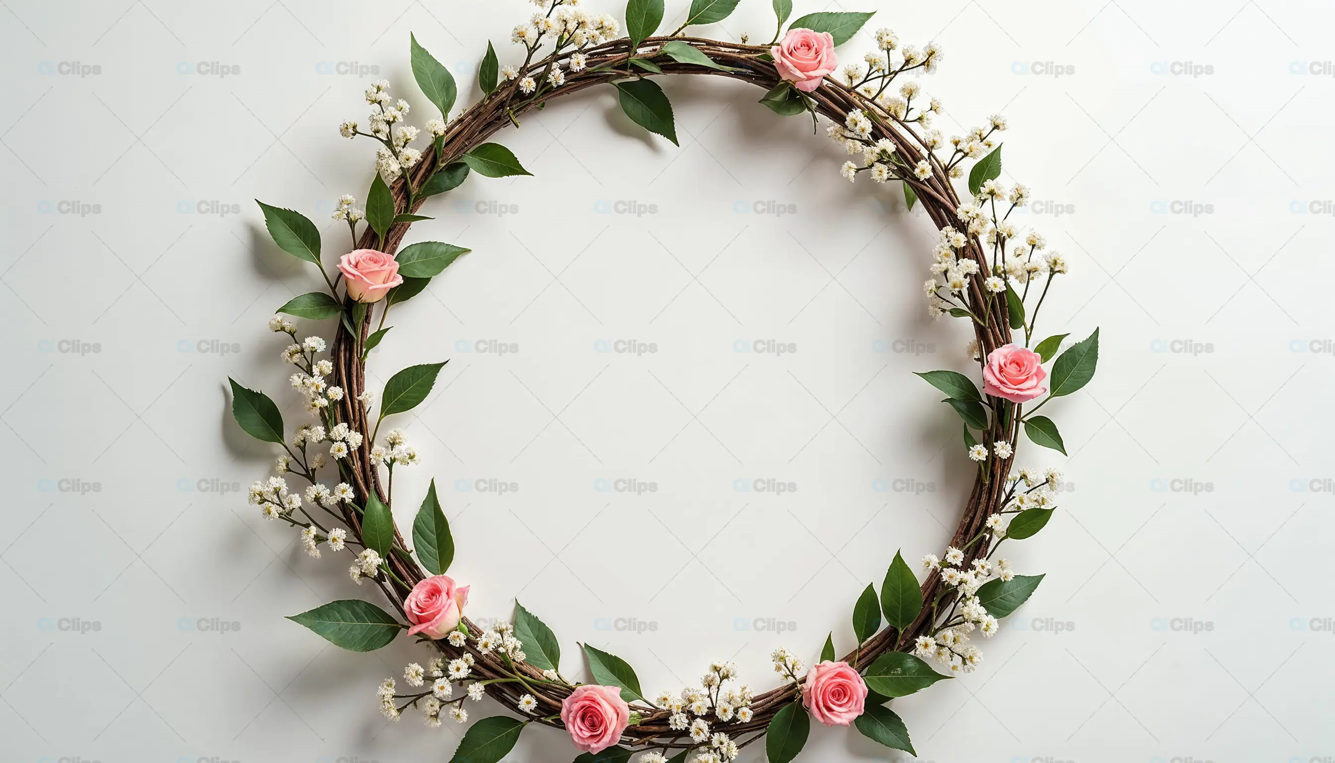 Floral Wreath with Pink Roses
