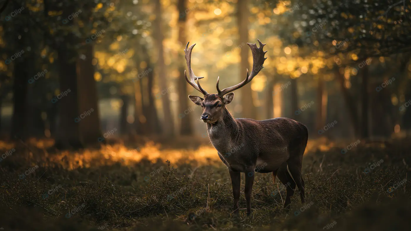 Majestic Stag in Golden Forest