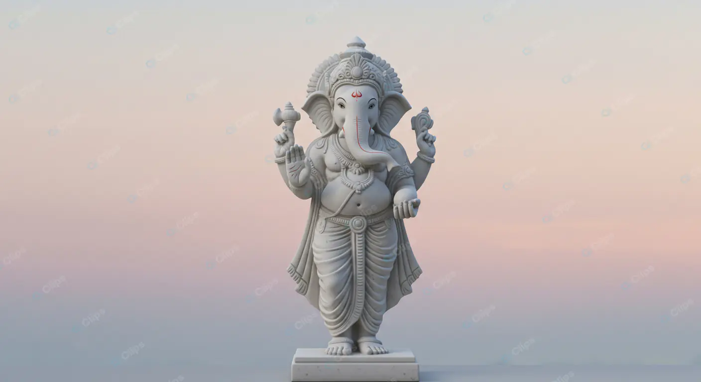 Majestic Ganesha Statue at Dawn