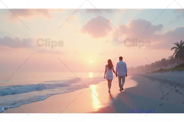 Romantic Sunset Beach Walk
