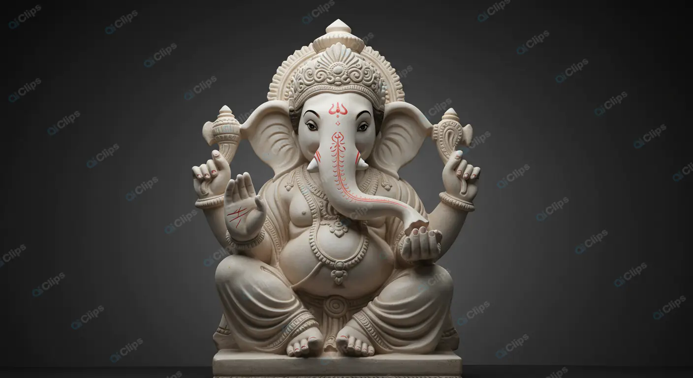 Intricate Ganesha Statue in White
