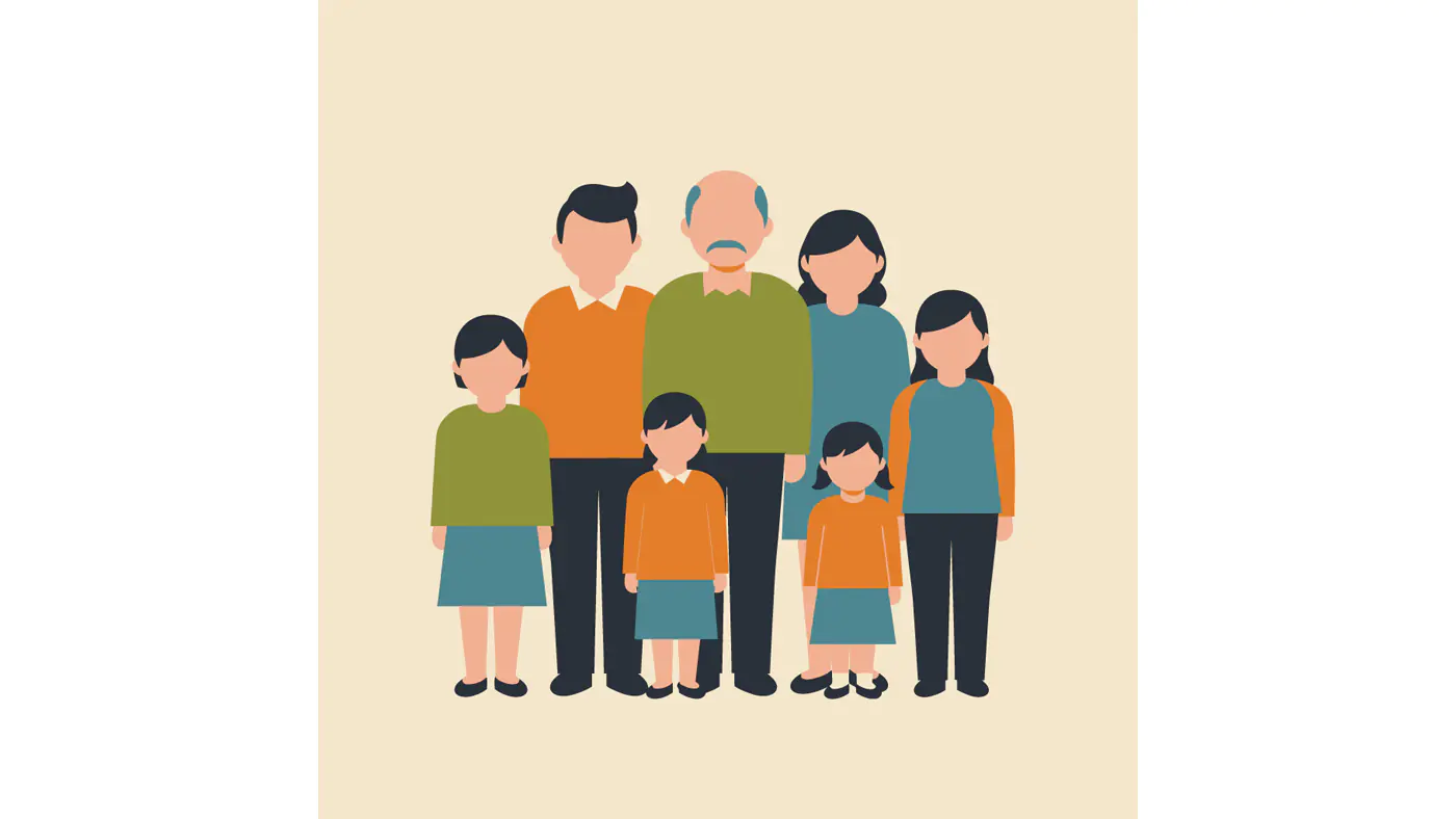 Multigenerational Family Vector Illustration
