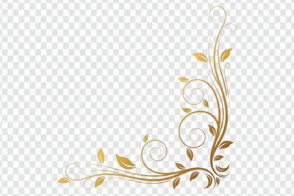 Elegant Golden Swirl Floral Corner Flourish Clipart PNG