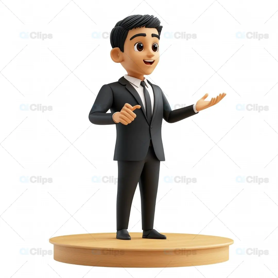 3D Indian Businessman Public Speaking Pose