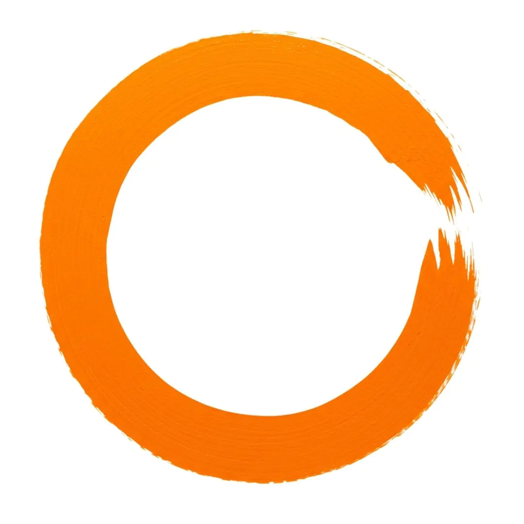 Dynamic Orange Zen Circle Brush Stroke PNG