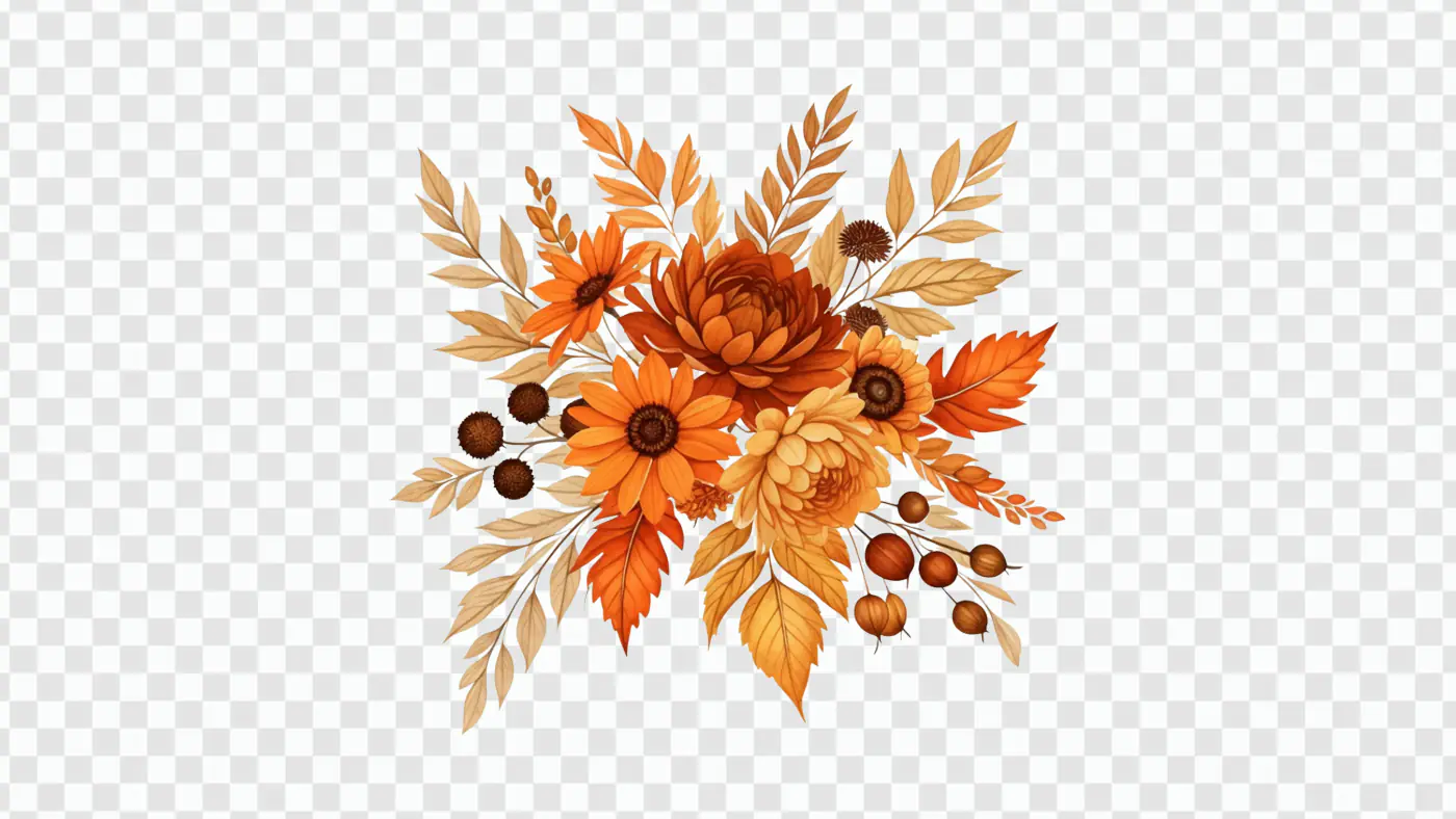 Vibrant Autumn Floral Arrangement PNG Clipart