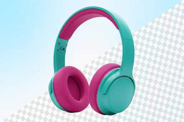 Turquoise and pink wireless headphones with cushioned earcups