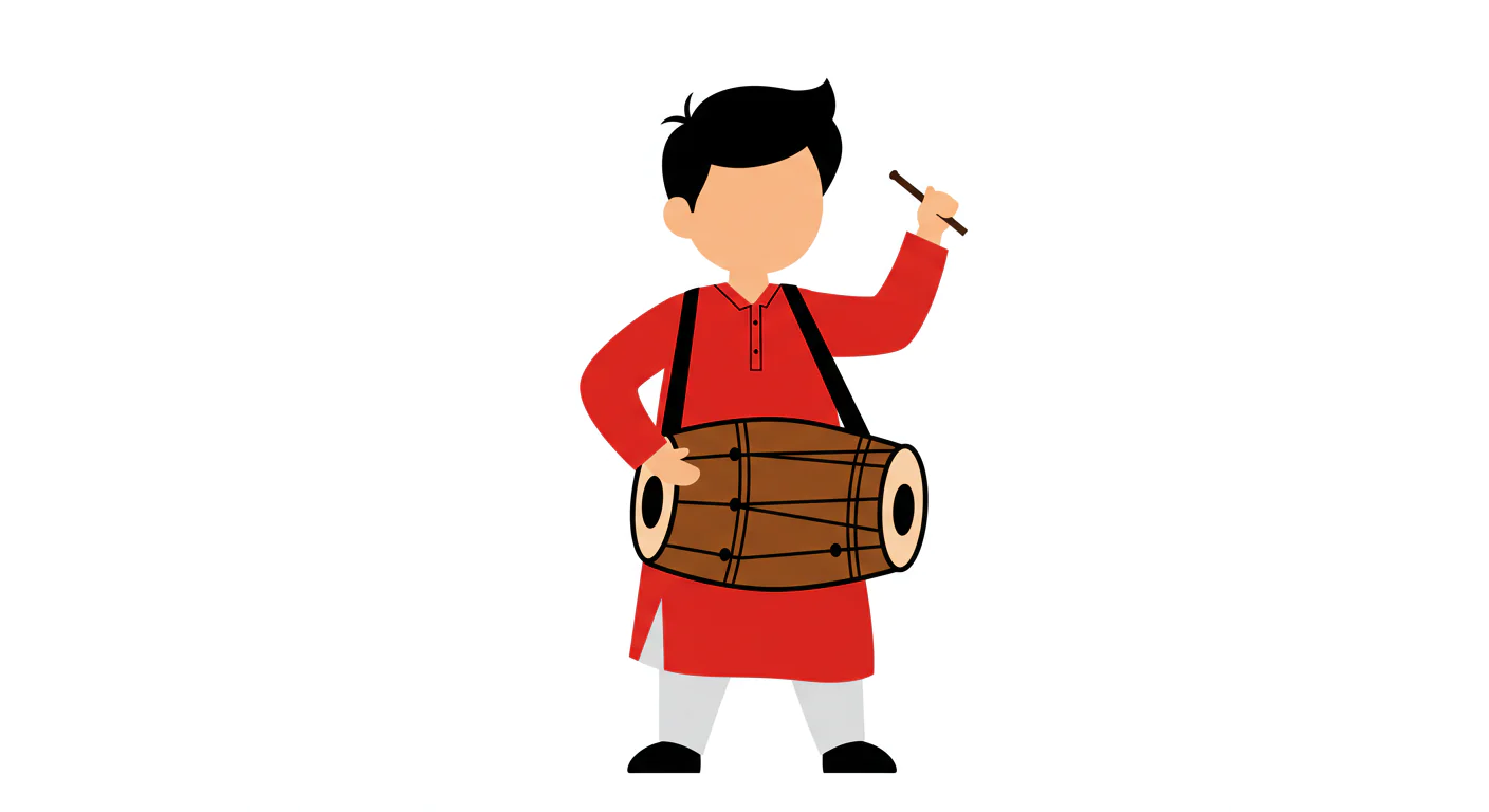 Indian Drummer Vector Illustration