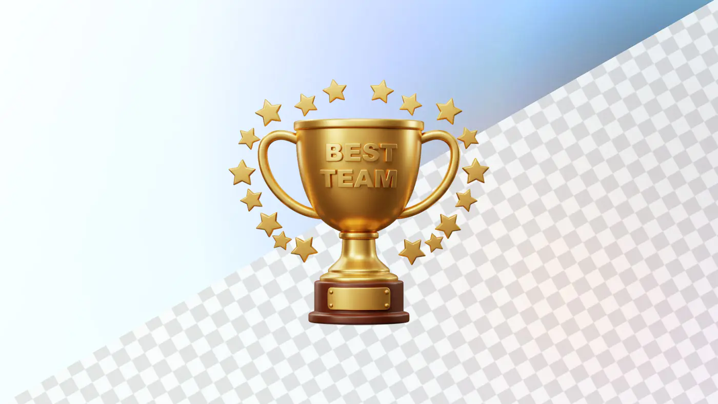 Golden trophy cup best team award stars