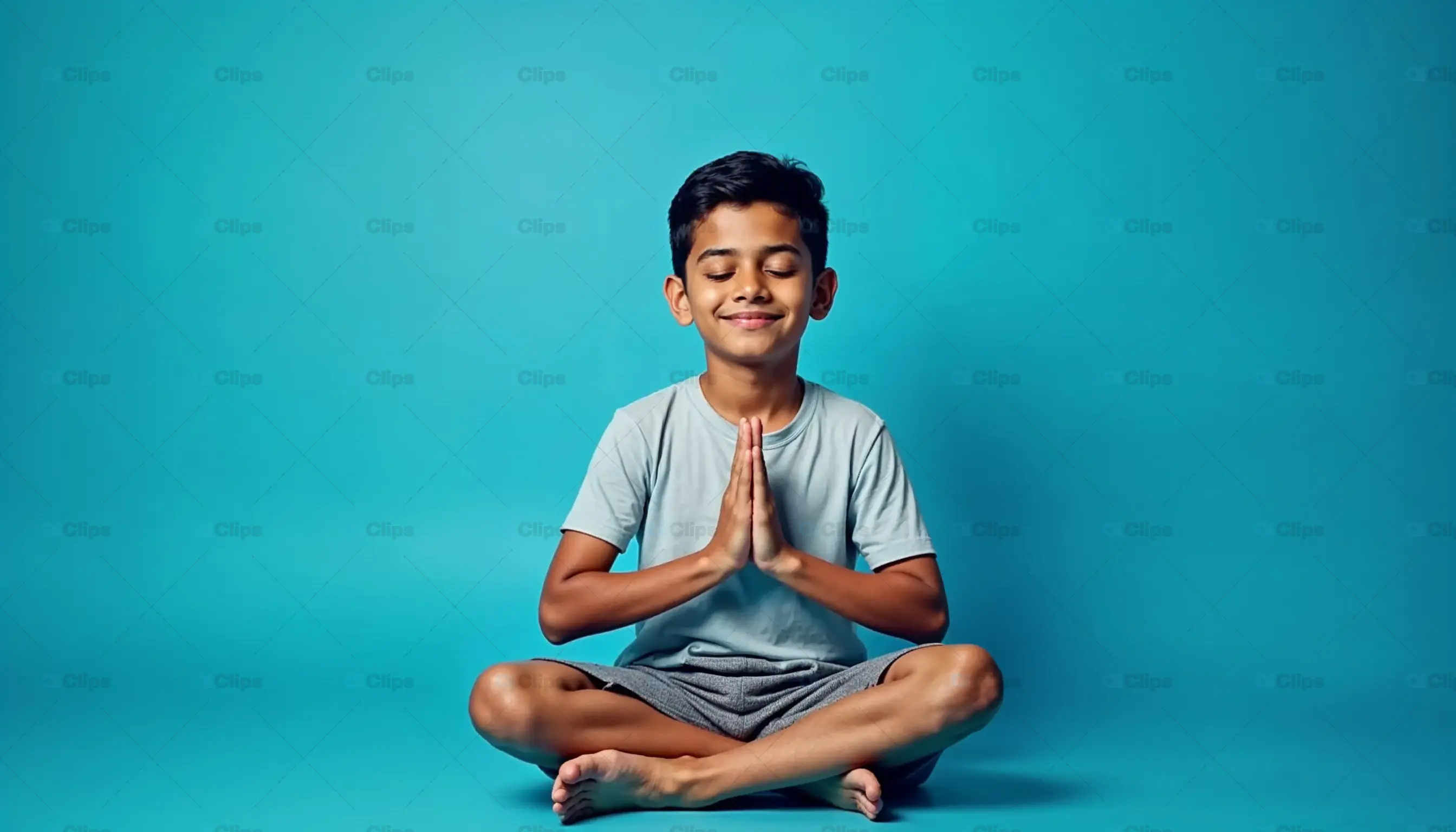 Meditating Young Boy