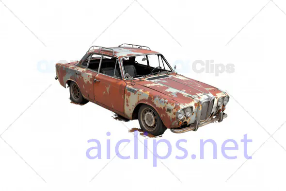 3D Rusted Classic European Car