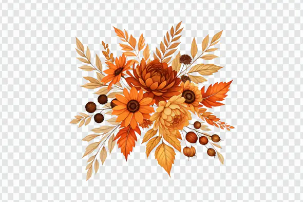 Vibrant Autumn Floral Arrangement PNG Clipart