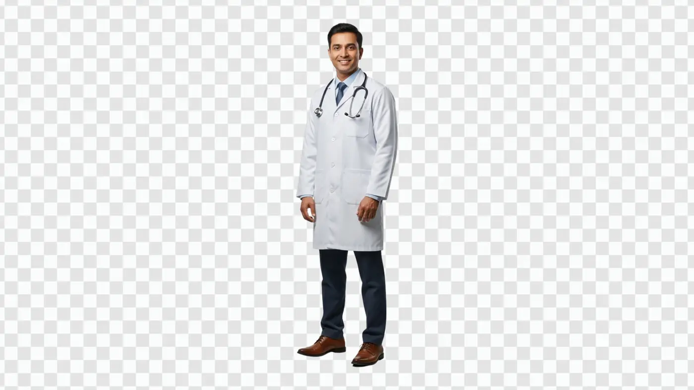 Professional Indian Male Doctor Full Length Pose PNG