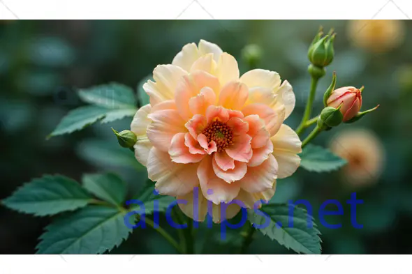 Peach-Colored Dahlia in Bloom