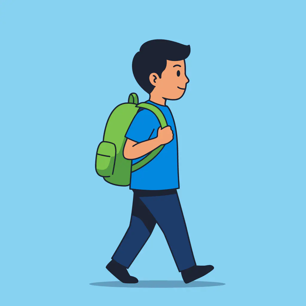 Schoolboy Walking Vector Graphic