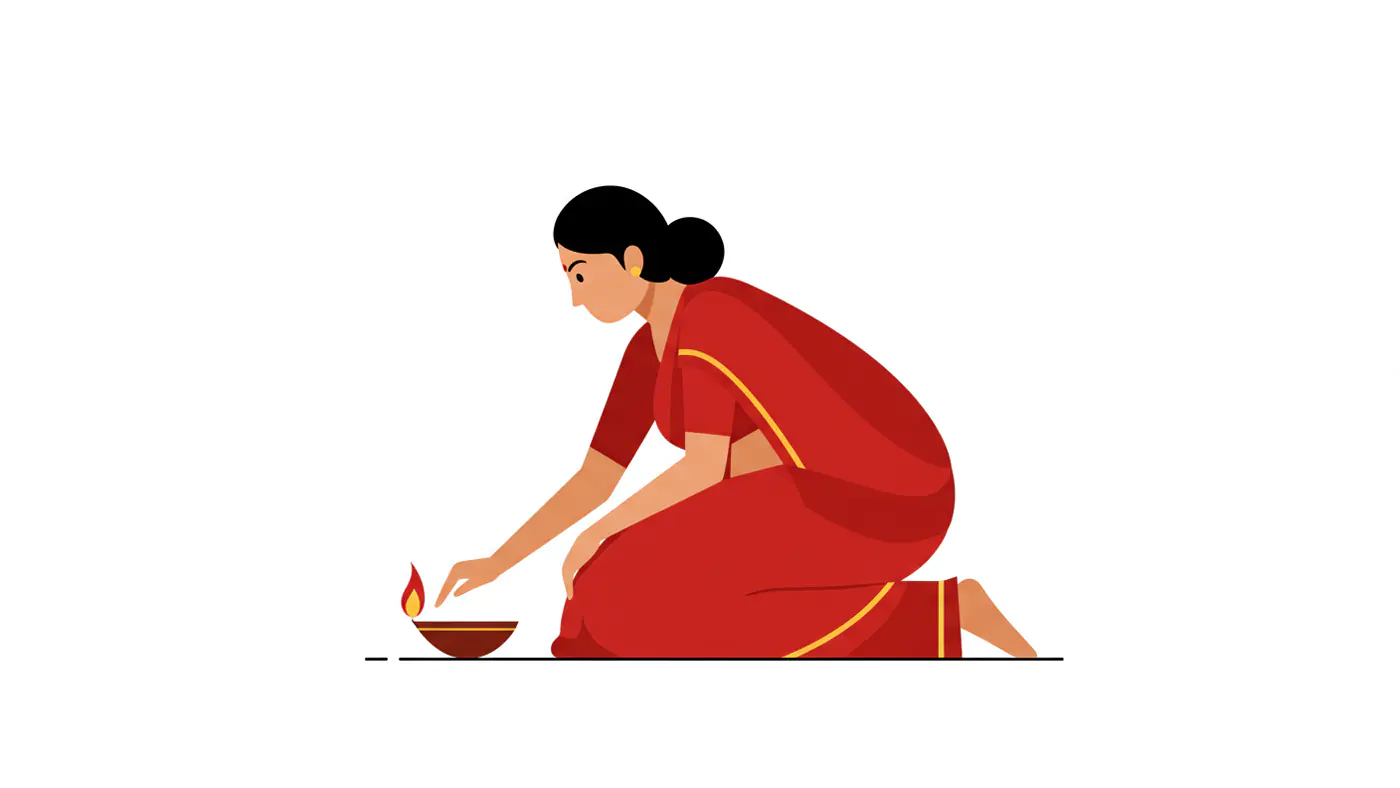 Diwali Diya Lighting Vector