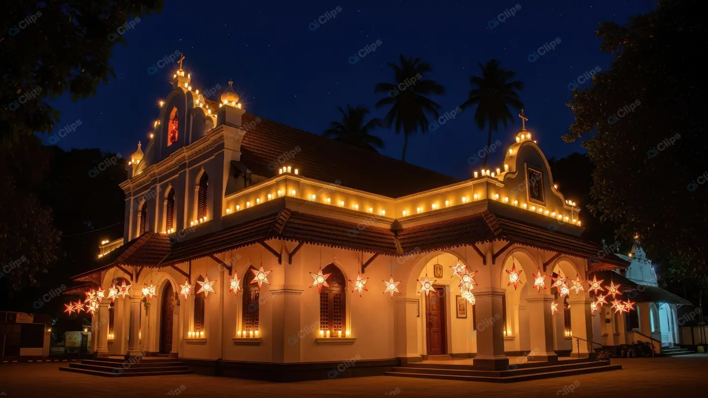 Illuminated Church on a Starry Night