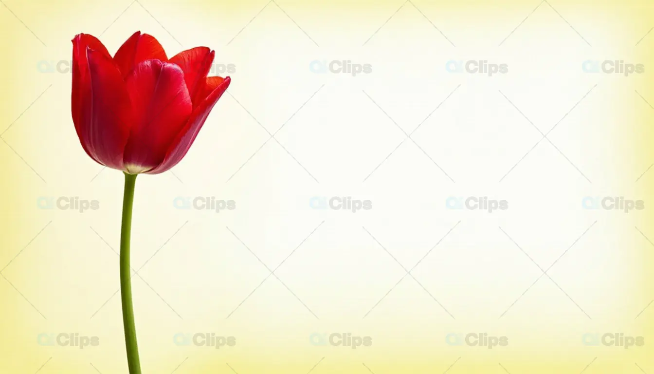 Red Tulip on Yellow Background