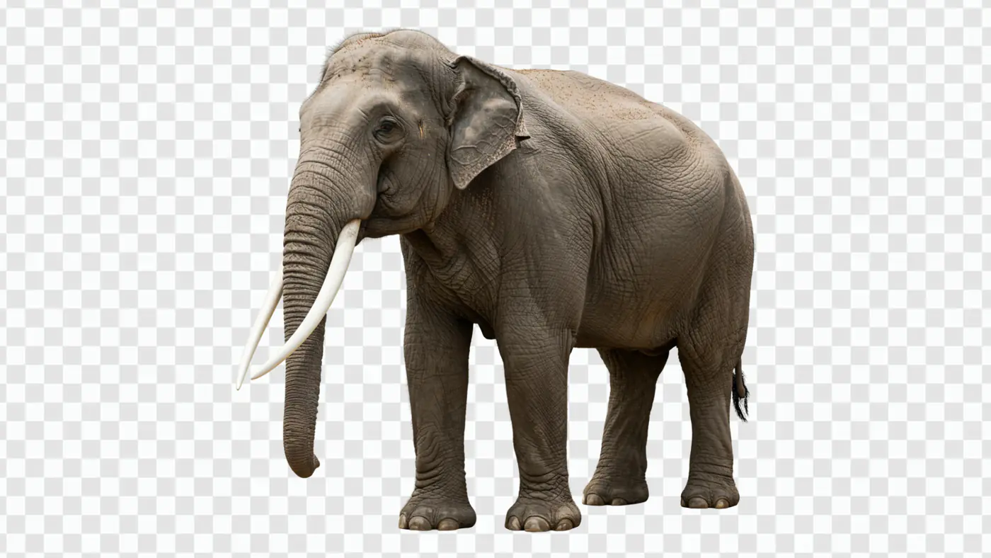 Majestic Asian Elephant with Tusks PNG Clipart