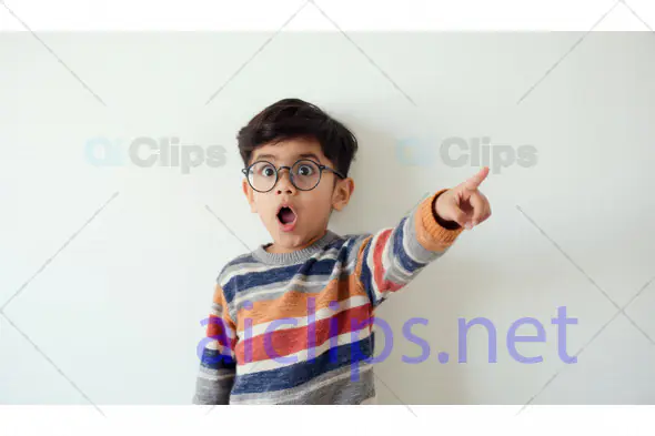 Excited Boy Pointing Ahead