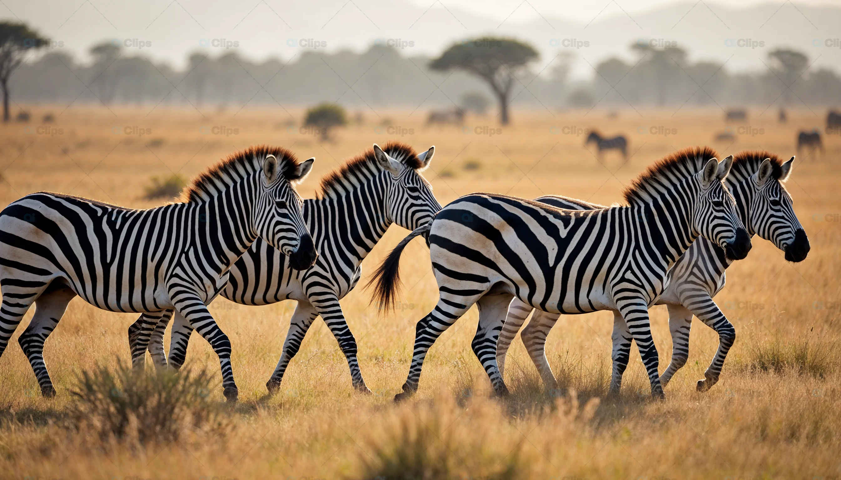 Zebra Herd in African Grasslands
