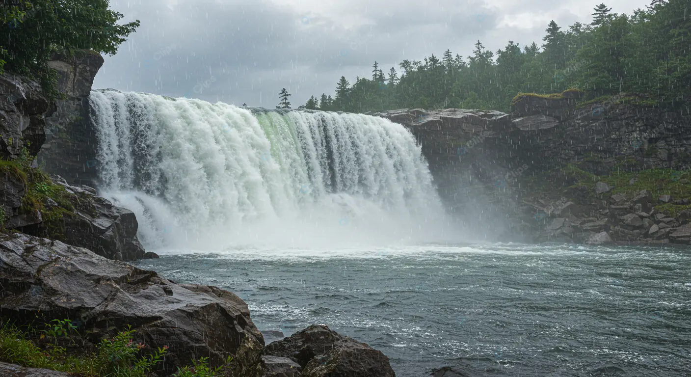 Powerful Forest Waterfall