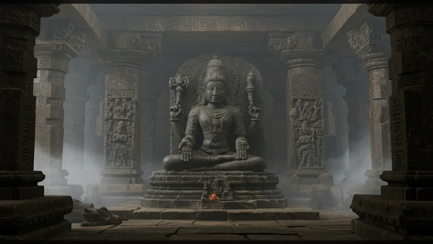 Sacred Idol Inside Stone Temple – Mystical Devotional Visual