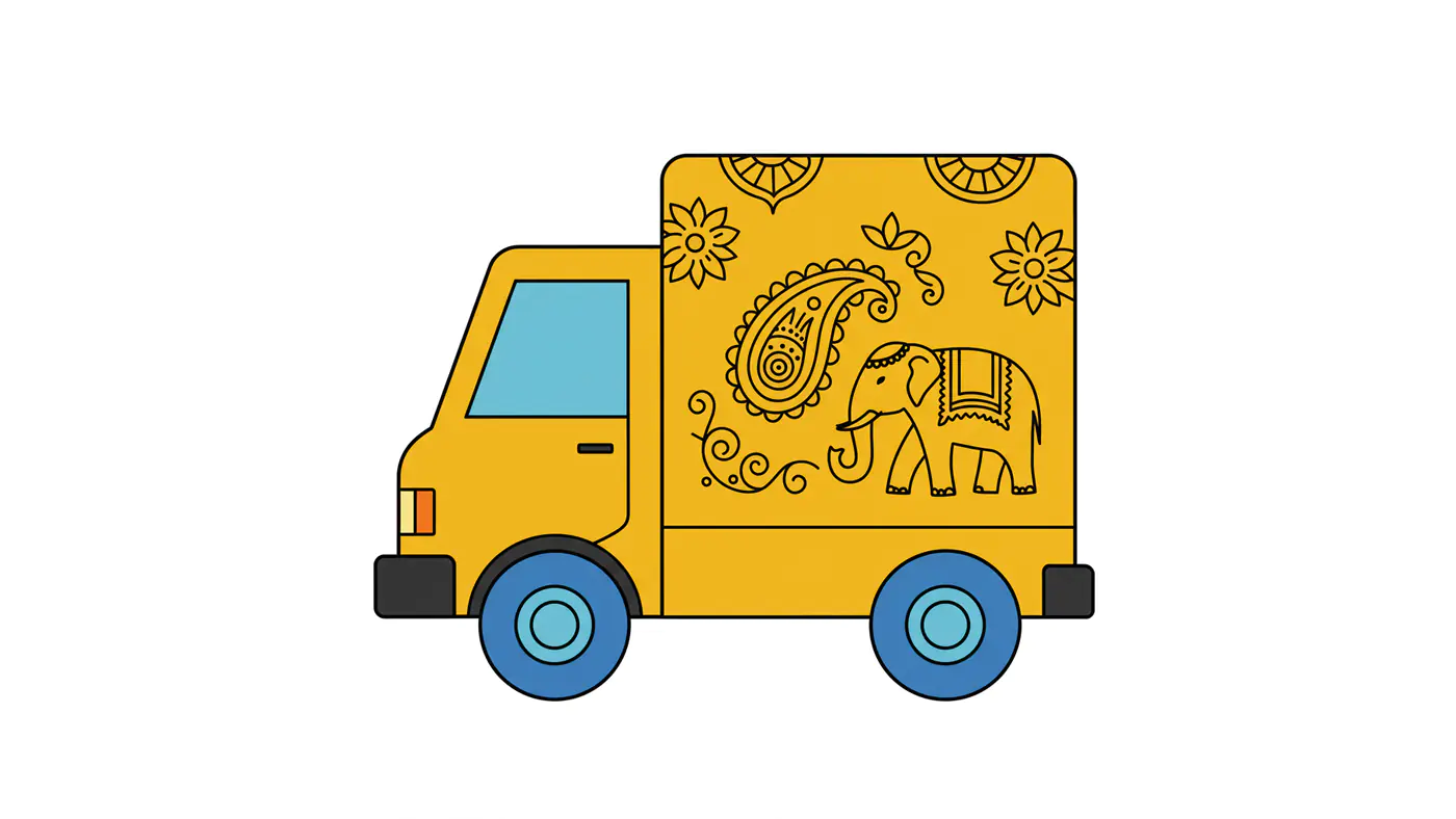 Indian Motif Delivery Van Vector