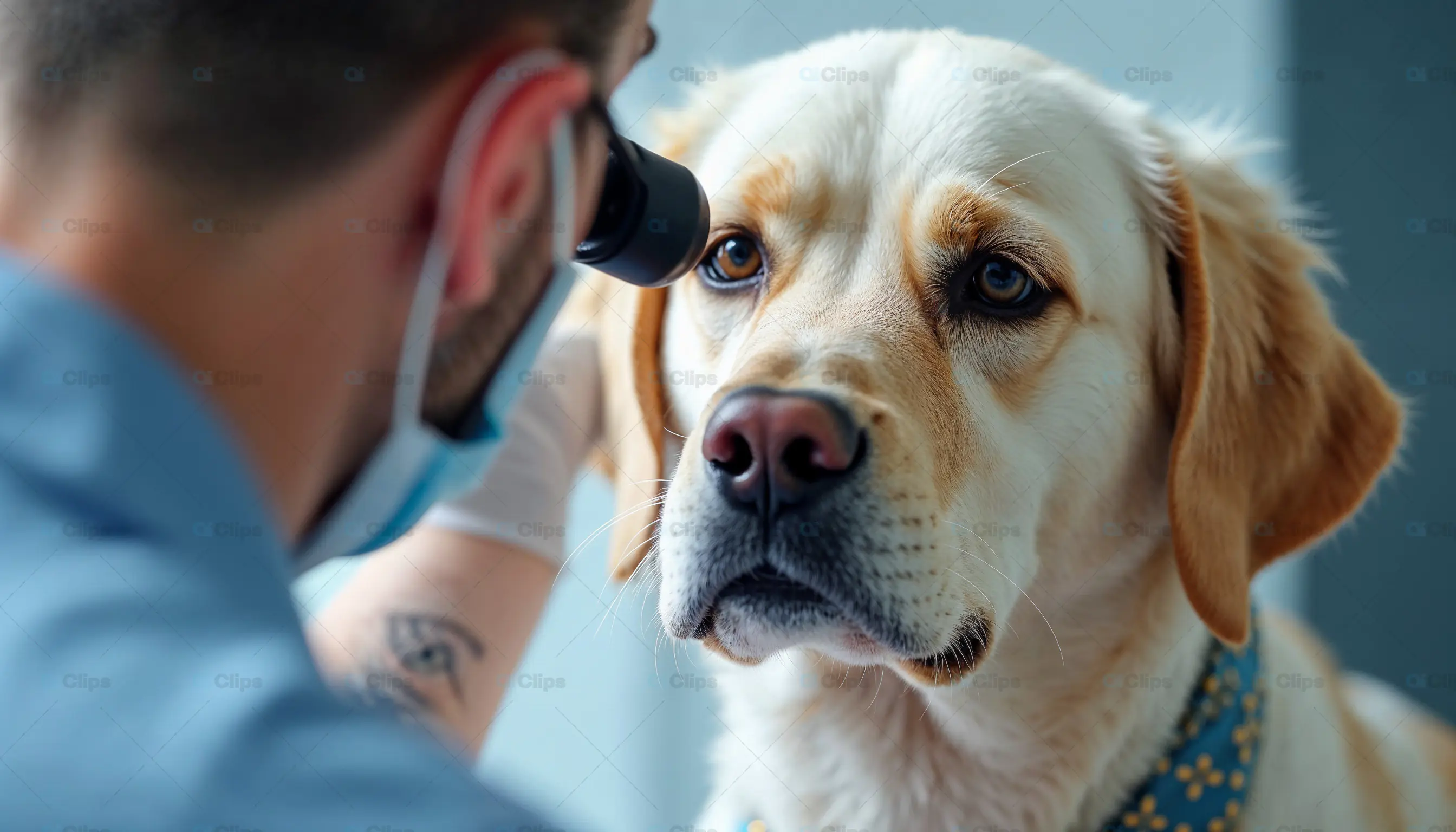Vet Performing Dog Eye Examination
