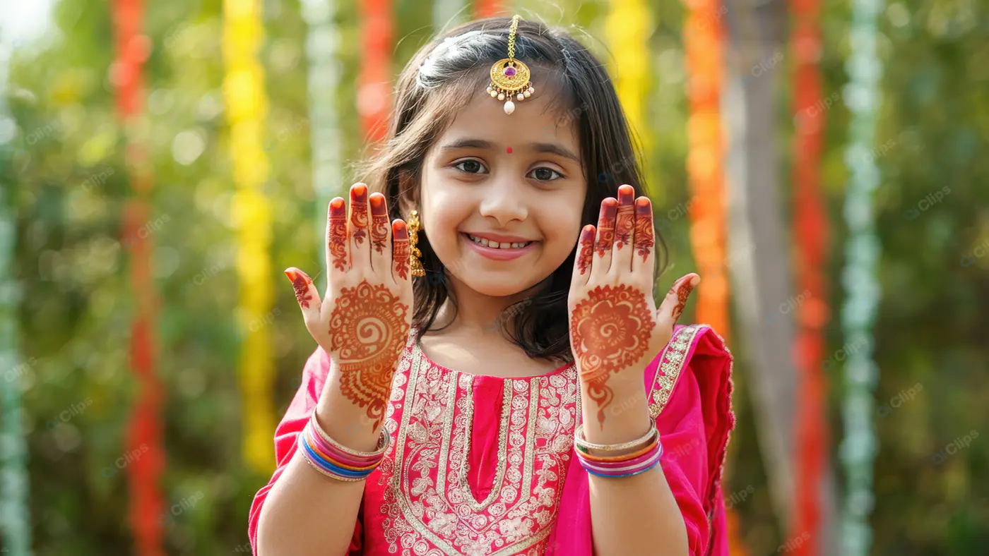 Enhanced Radiant Child in Traditional Indian Attire