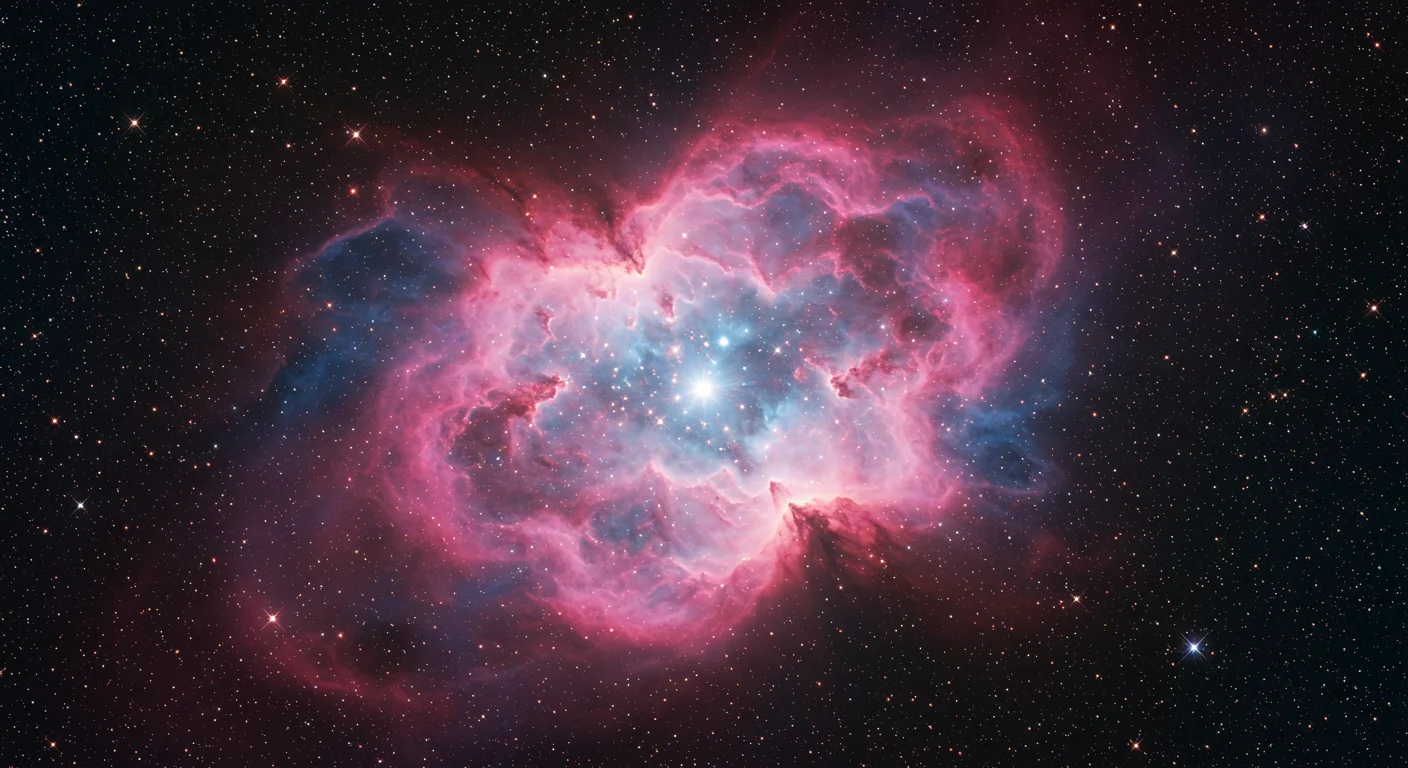 Bright Stellar Nebula – Radiant Pink and Cyan Starburst in Deep Space