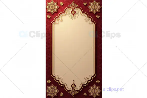 Ornate Frame with Gold Detailing on Red Background