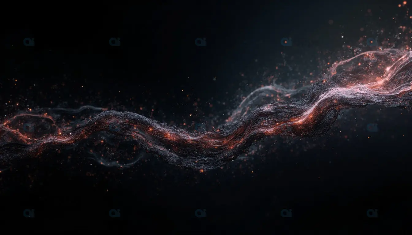 Abstract Particle Wave on Black Background