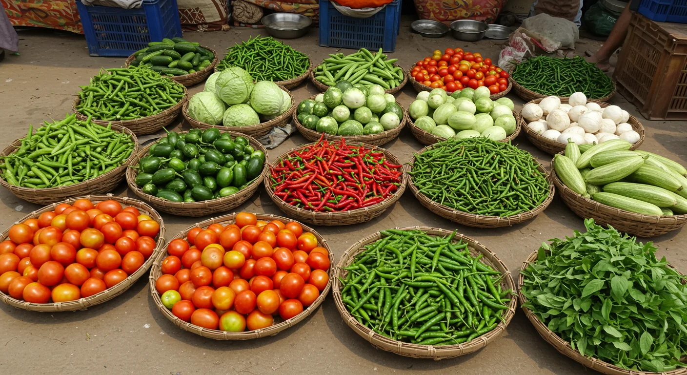 Indian Vegetable Bazaar with Colorful Farm Fresh Produce | AIClips Market Stock