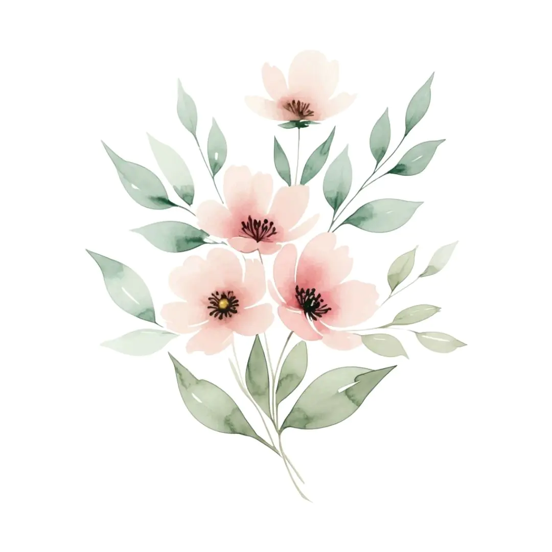 Delicate Watercolor Peach Blossoms Arrangement PNG Clipart