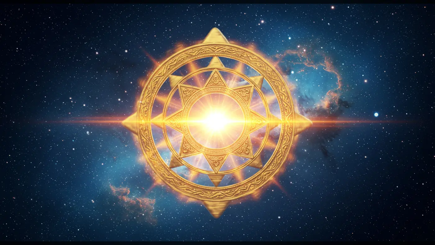 Thumbnail Surya Chakra with Radiant Galactic Light | Hindu Cosmic Symbol | AIClips Visual